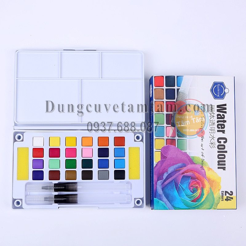 Màu nước viên nén keep smiling 12 24 36 48 màu - màu nước water color soild transparent