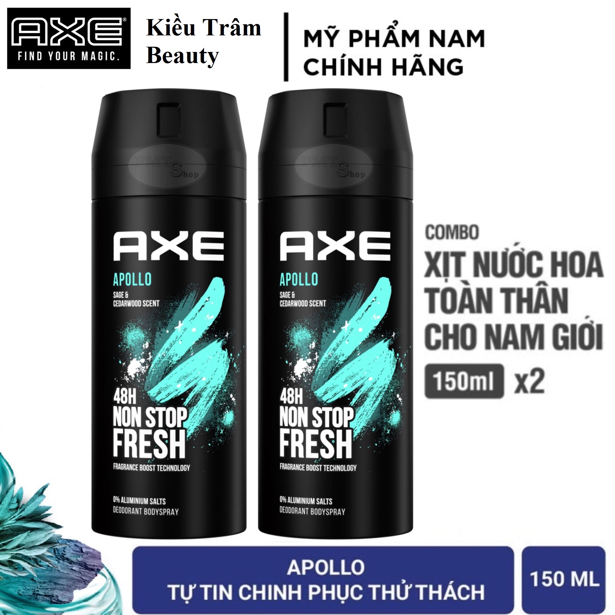 Xịt nước hoa khử mùi toàn thân nam AXE Apollo 150ml