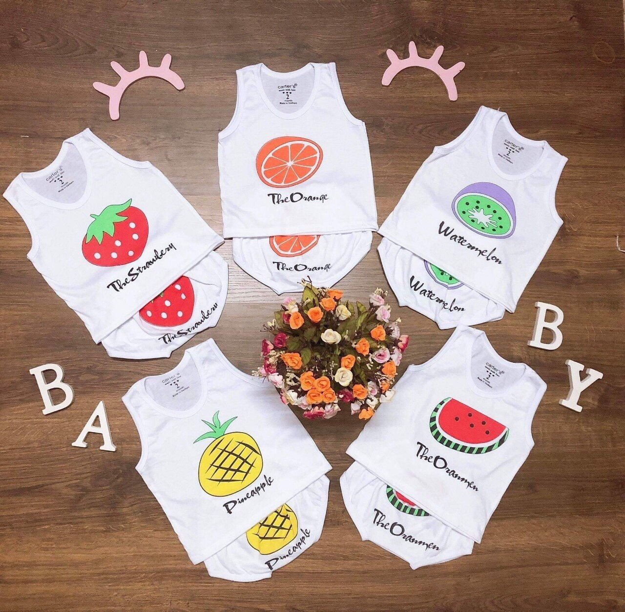 sét 5 bộ cotton quần chip hoa quả   (KÈM QUÀ TẶNG)