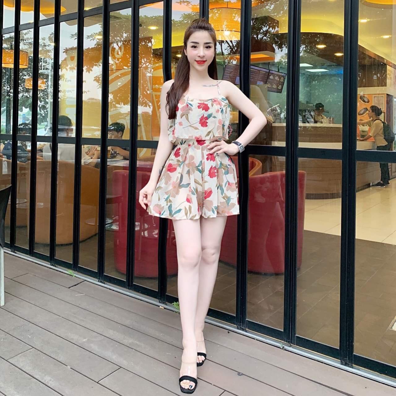 jumpsuit đùi hoa văn 2 dây-QH