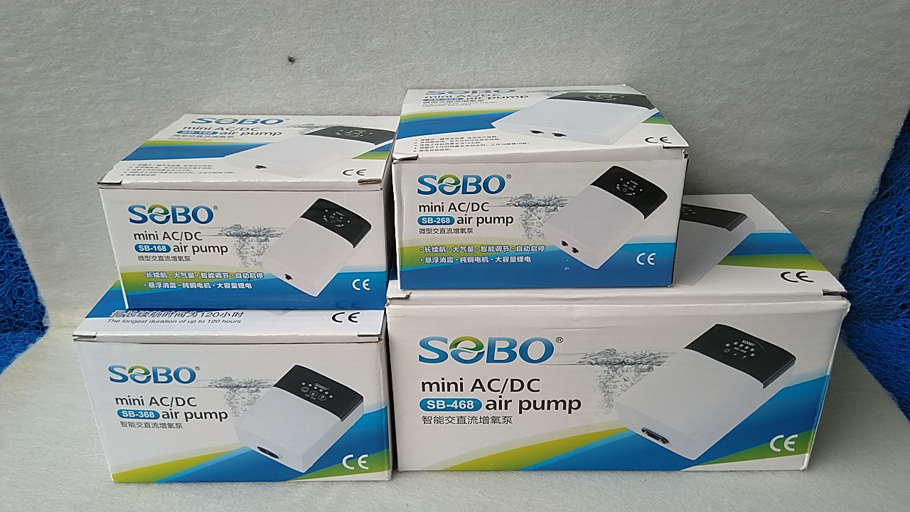 Máy sủi khí Oxy tích điện SOBO dùng cho hồ cá [SB-168-268-368-468-568].