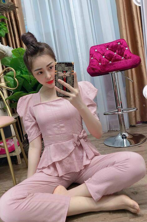 Sét bộ nữ tay phồng cổ vuông-QH#setbonu