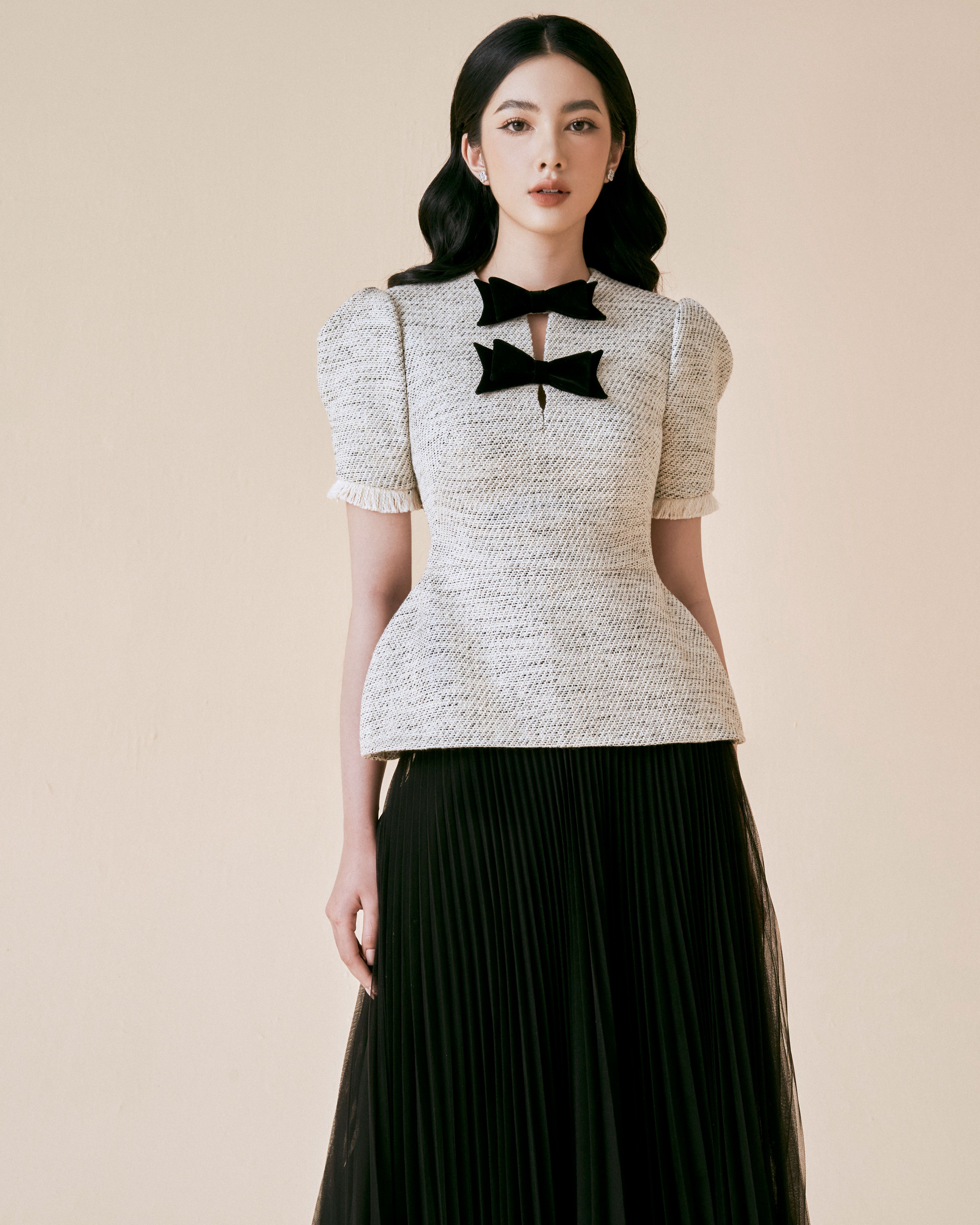 Beloved Áo kiểu Ribbon Short Sleeves Top