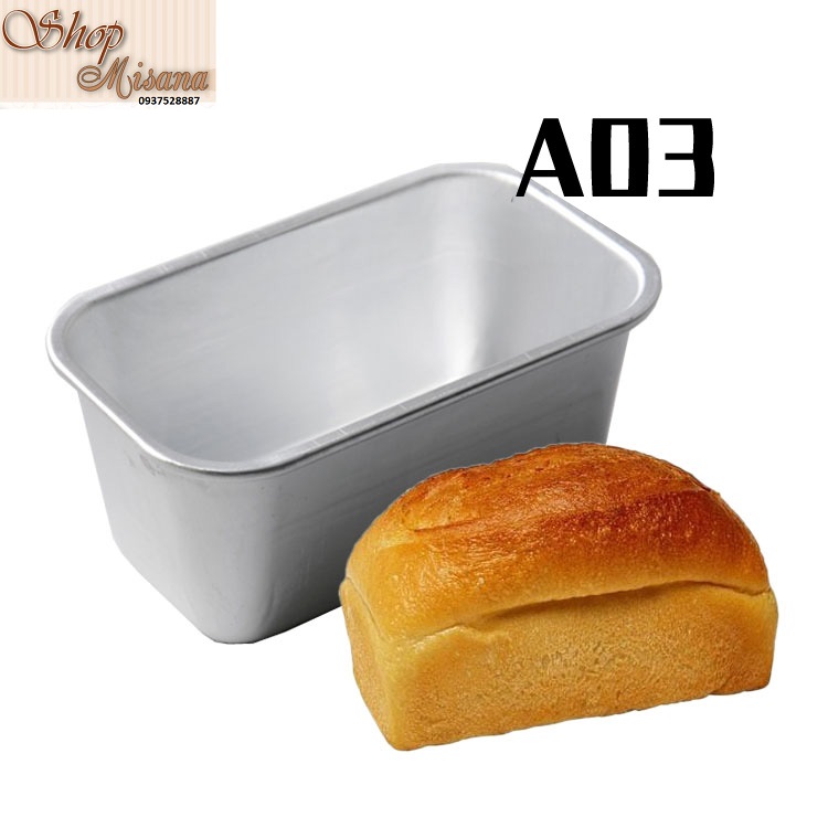 Khuôn loaf nhôm, khuôn làm bánh, rau cau, khuôn làm bánh mì hình chữ nhật A03