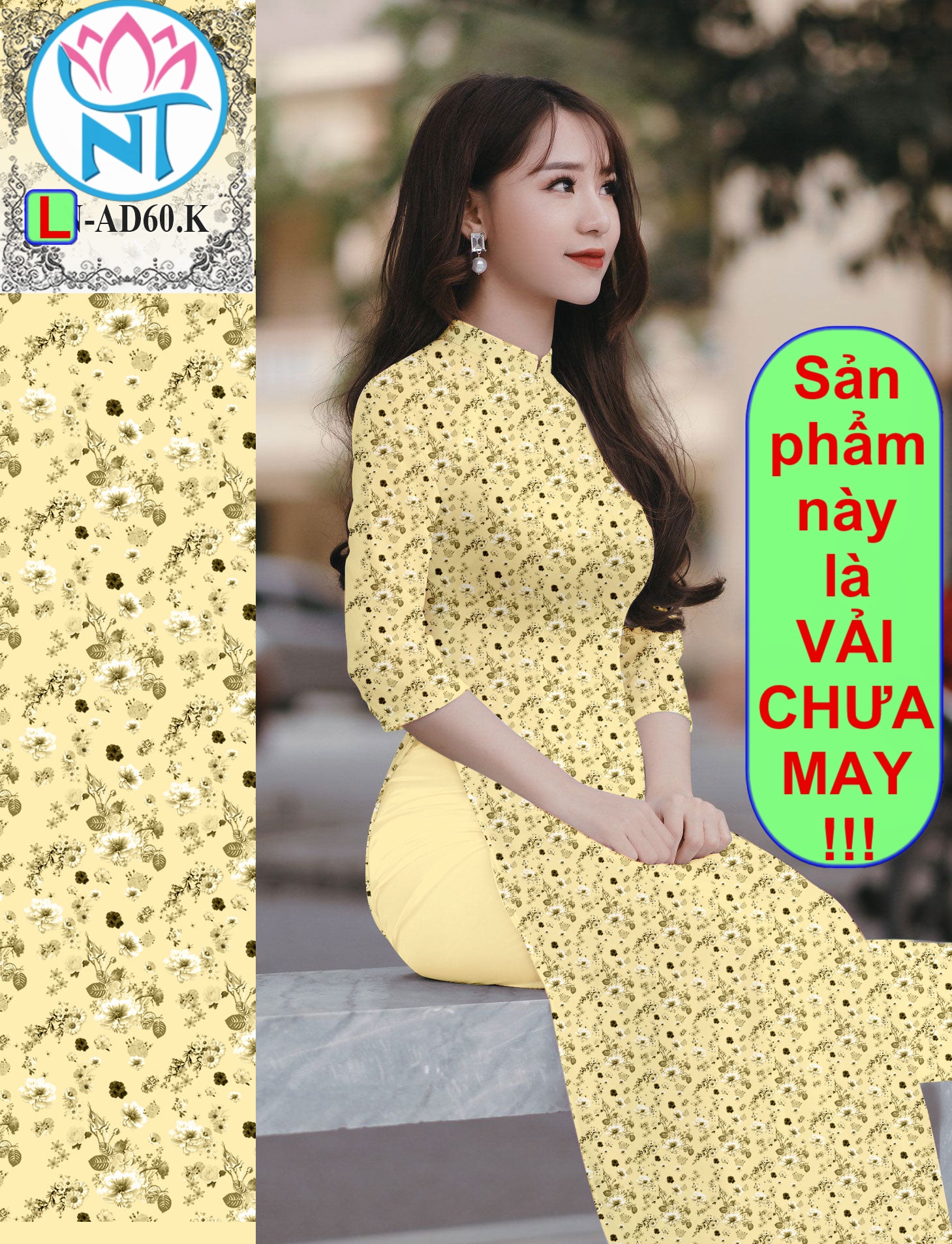 Vải áo dài hoa nhí - l 60