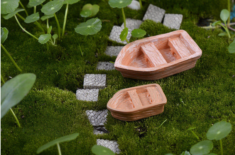 Mô hình xuồng gỗ trang trí tiểu cảnh terrarium