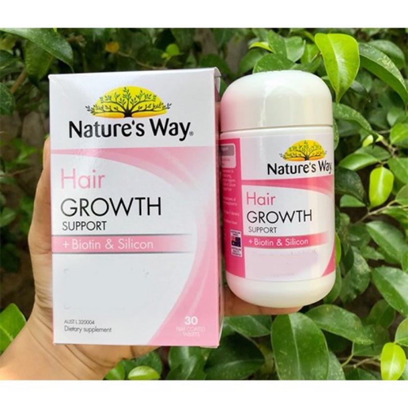 Viên hỗ trợ mọc tóc dày & khỏe nature's way hair growth support + biotin & silicon 30 tablets