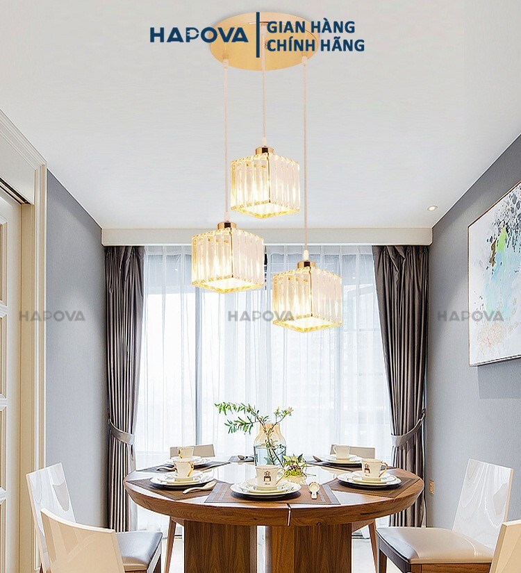 Bộ 03 Đèn thả trần trang trí pha lê HAPOVA DT 9575/3