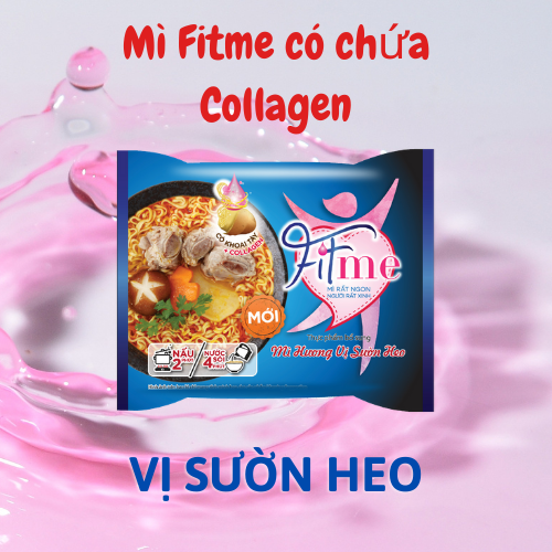 Combo 12 gói Mì Fitme bổ sung Collagen 3 Hương Vị Sườn Heo, Lẩu Hải Sản, Bò hầm ngũ vị 80gr_tặng kèm 2 HỘP nhựa cao cấp