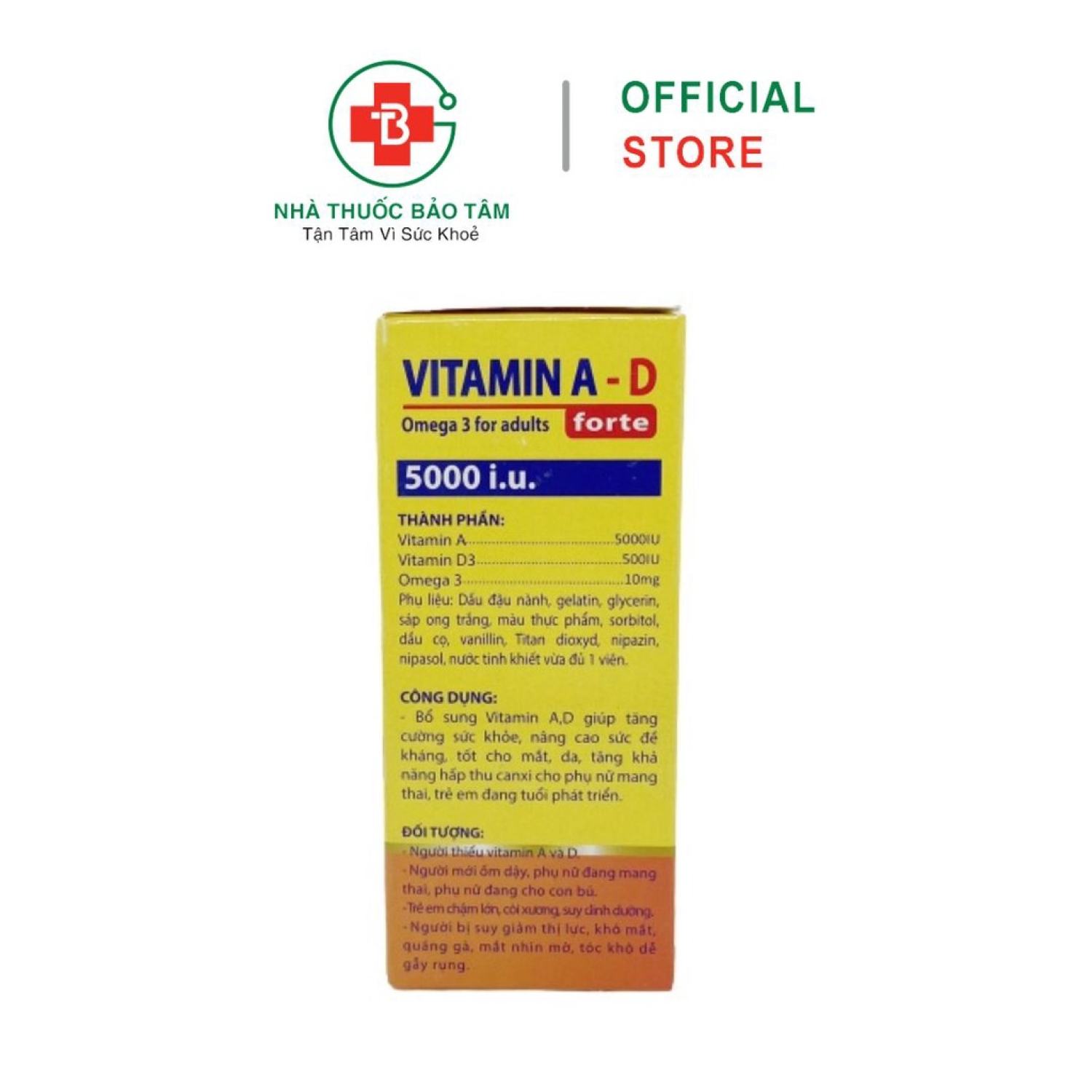 Viên Uống Vitamin A D Bổ Sung Vitamin Giảm Nguy Cơ Khô Mắt Mỏi Mắt Còi Xương Hỗ Trợ Đẹp Da - Hộp 100 Viên