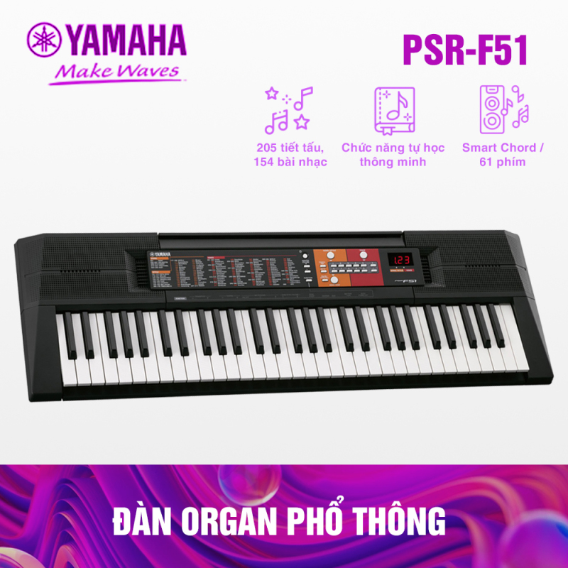 Đàn Organ Yamaha PSR-F51 - Hàng Yamaha phân phối chính hãng ( Tặng phụ kiện của đàn + Bảo hành 12 tháng )