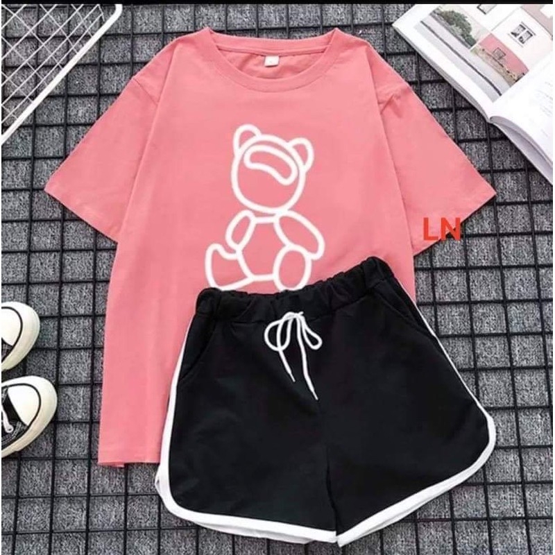SÉT BỘ ĐỒ GẤU NGHIÊNG ĐẦU CƯỜI SIÊU DỄ THƯƠNG