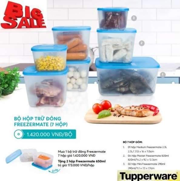 Bộ hộp trữ đông Freezermate (7 hộp) Tupperware