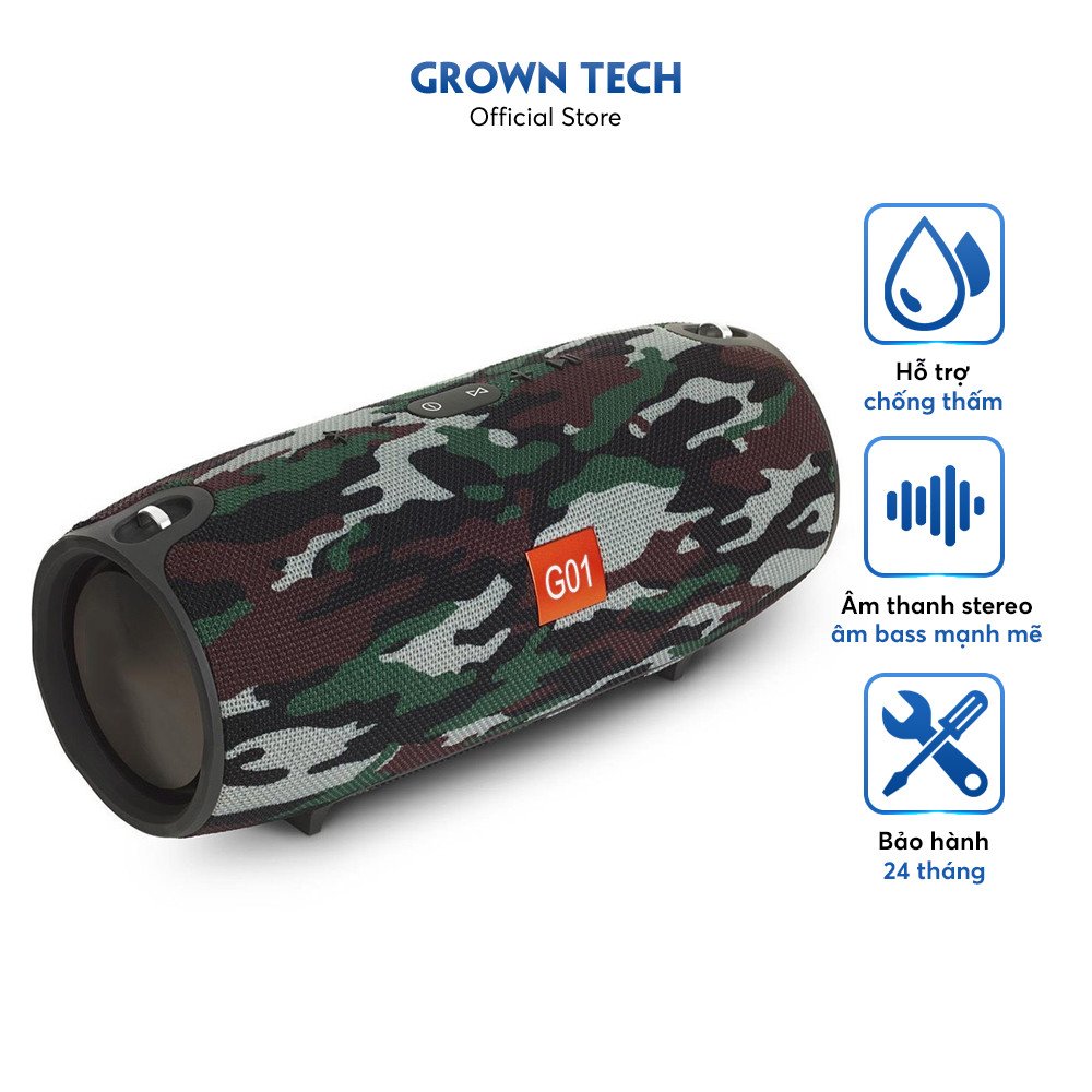 Loa bluetooth siêu bass chống nước GROWNTECH XTREME 3 loa nghe nhạc kết nối hai thiết bị cùng lúc tặng dây đeo