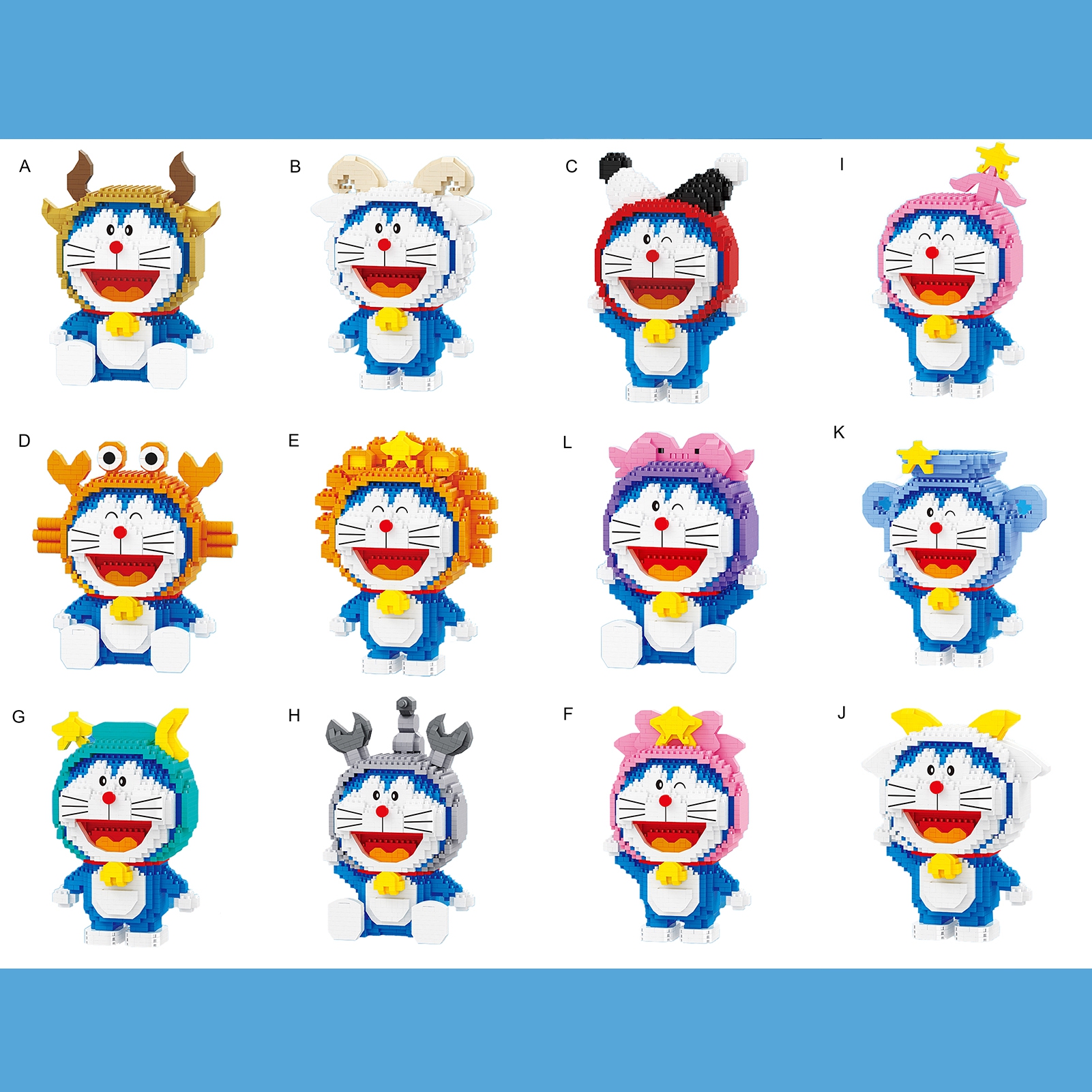 ASTELLA Khối Xây Dựng Mười Hai Chòm Sao Doraemon Khối Xây Dựng Hạt Nhỏ Bảo Vệ Môi Trường Khối Lắp Ráp Đồ ChơI Mèo Doraemon