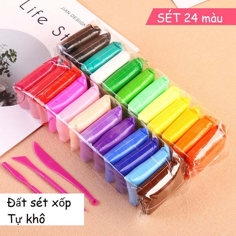 Đất sét tự khô Nhật 12/24/36 màu - Tặng 1 sticker 24 hình