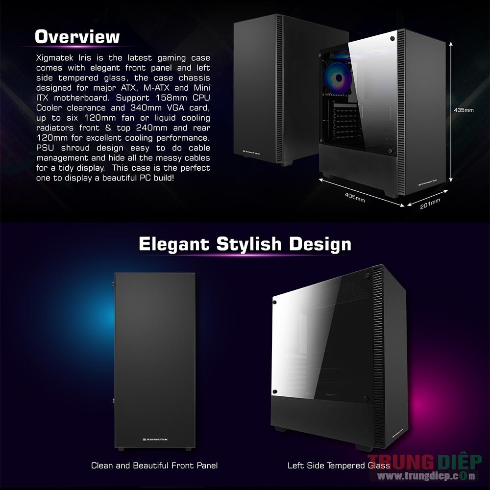 Vỏ máy tính (Case) Gaming Xigmatek IRIS EN42227 (No fan)