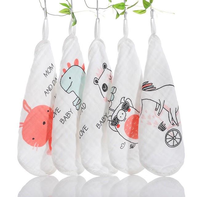 Set 5 khăn sữa bo viền 6 lớp sợi tre cho bé 30x30cm