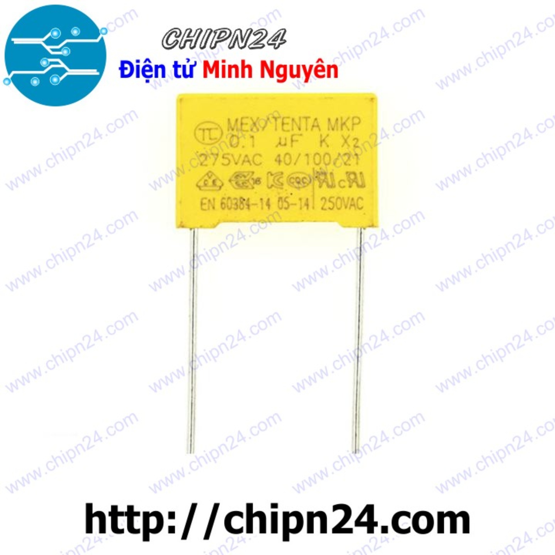 [5 con] (G51) Tụ hộp 104 275VAC 15mm (0.1uF MEX/TENDA MKP K X2 40/100/21)