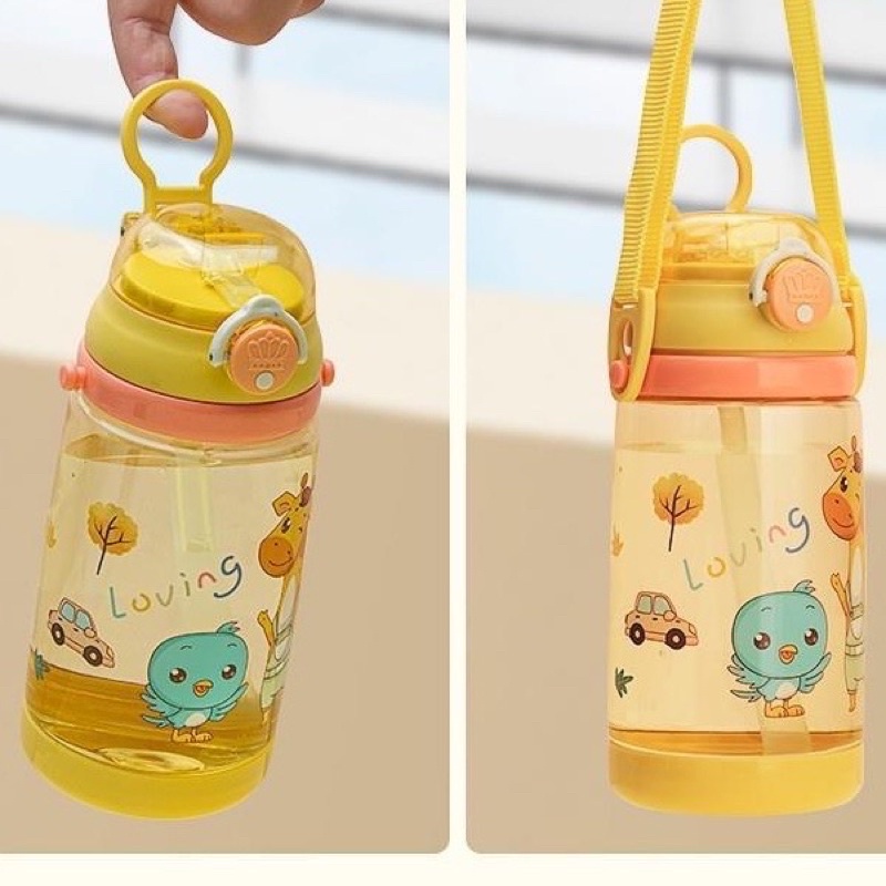 Bình nước trẻ em 450ml - Bình nước học sinh có ống hút Hokori Việt Nhật. Có dây đeo tiện dụng. Hàng Việt Nam chất lượng cao