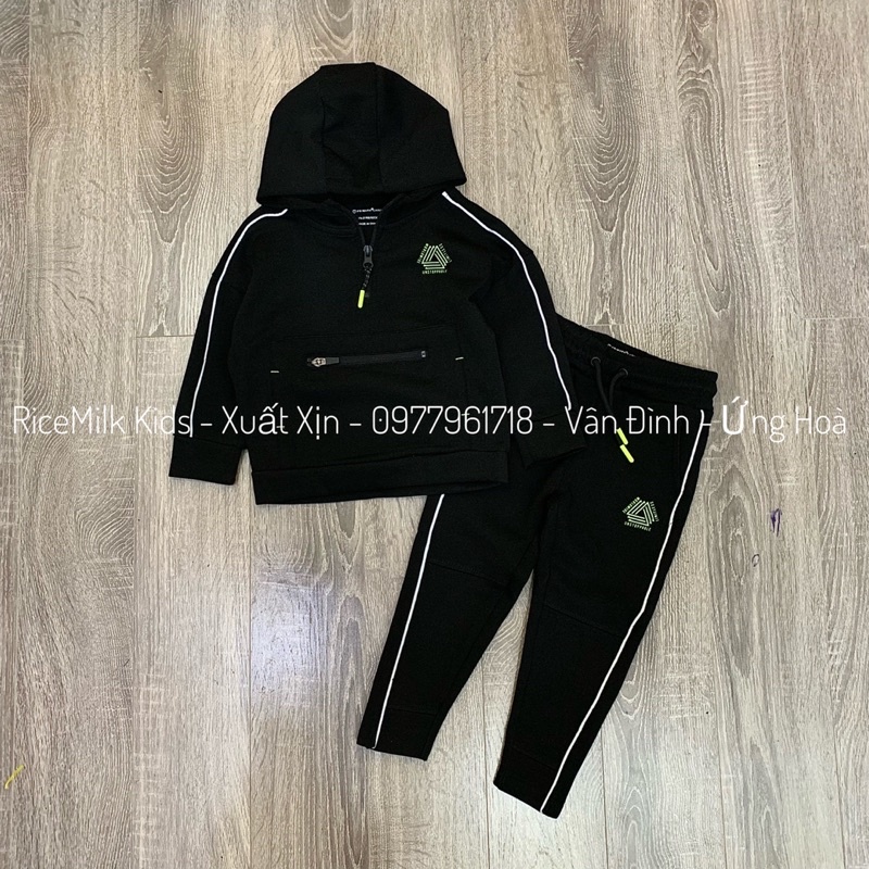 Bộ nỉ ép hoodie primark màu đen xuất xịn