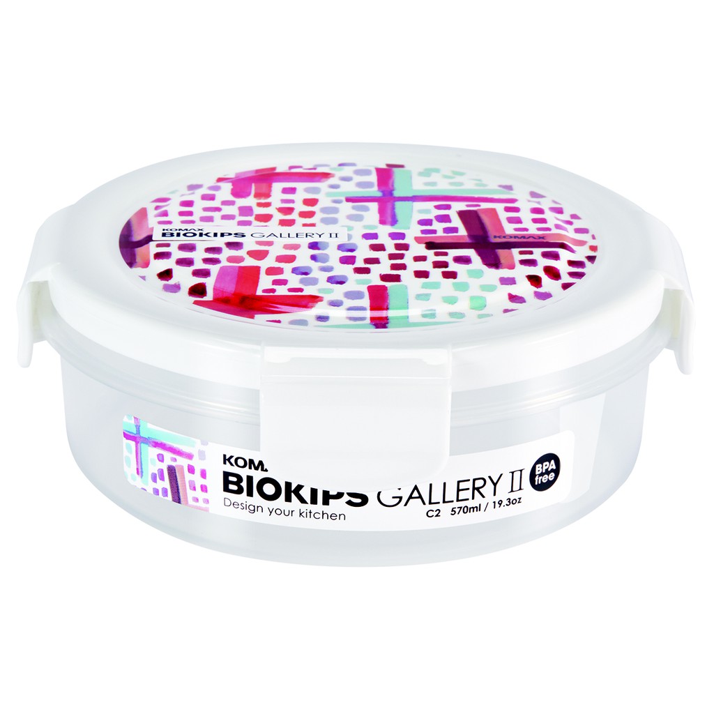 Hộp thực phẩm Komax Hàn Quốc Biokips Gallery tròn 570ml, 240ml dùng được trong lò vi sóng, tủ đông lạnh
