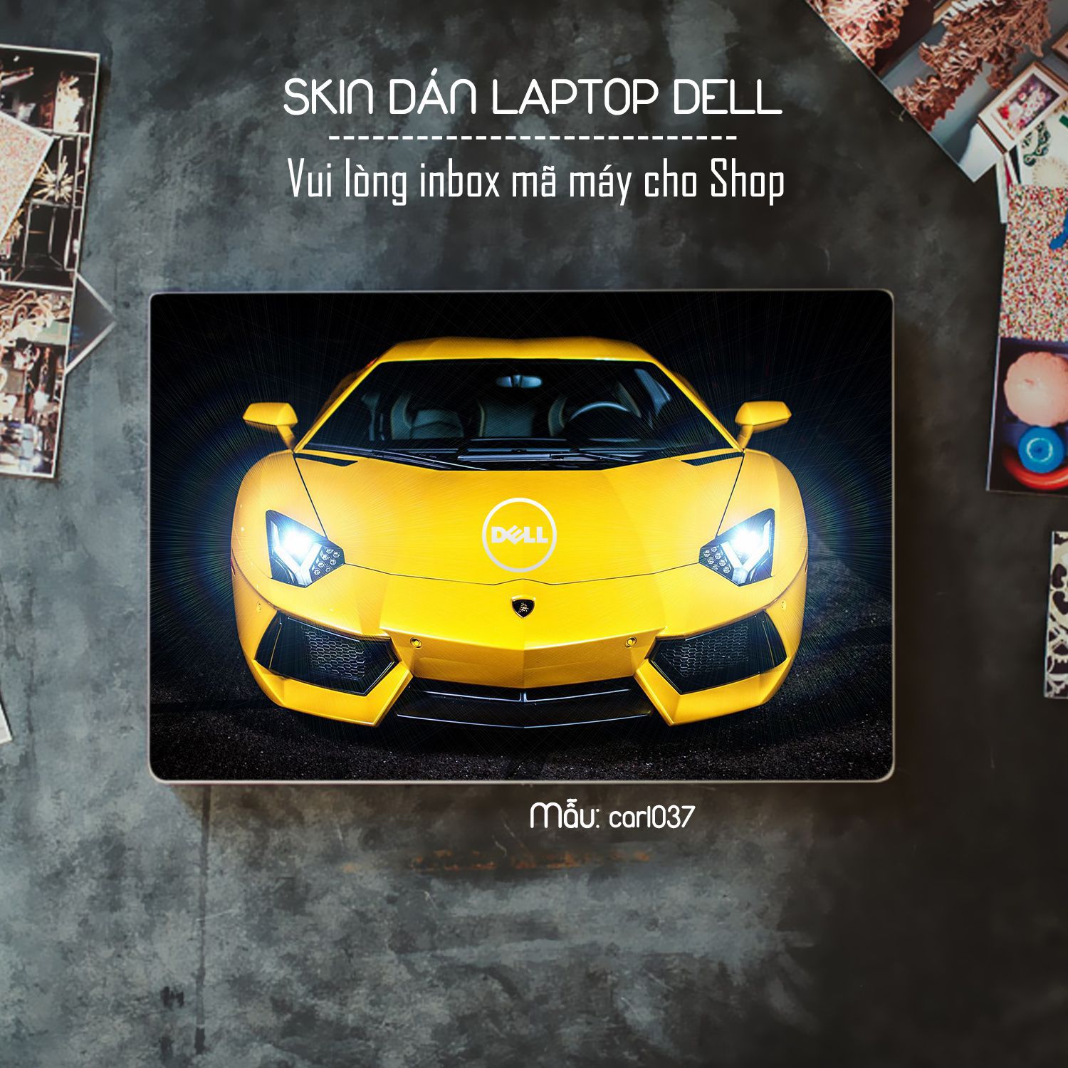 Decal Skin dán Laptop Dell mẫu xe hơi (inbox mã máy cho shop)