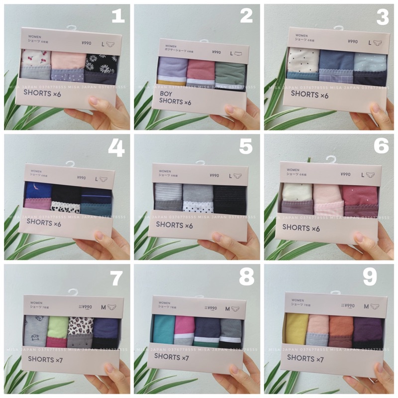 SET 6 CHIẾC QUẦN LÓT GU (ib trọn màu) - Nhật Bản