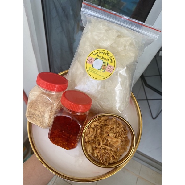 Combo 500gr bánh tráng phơi sương + muối nhuyễn hành phi sa tế