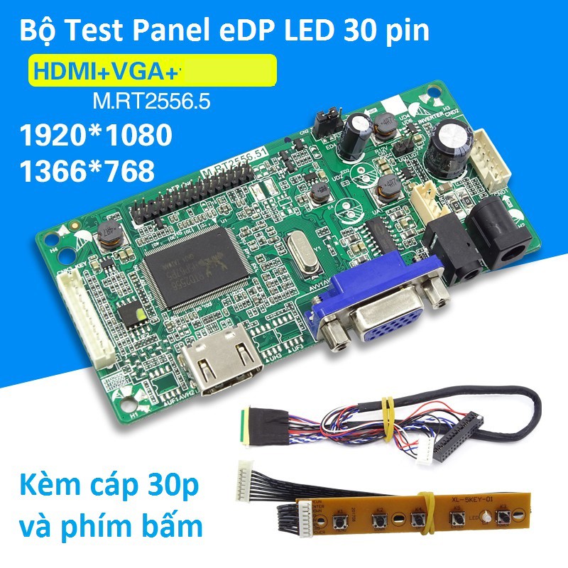 Bộ test Panel Laptop 30 pin LED eDP  1366x768