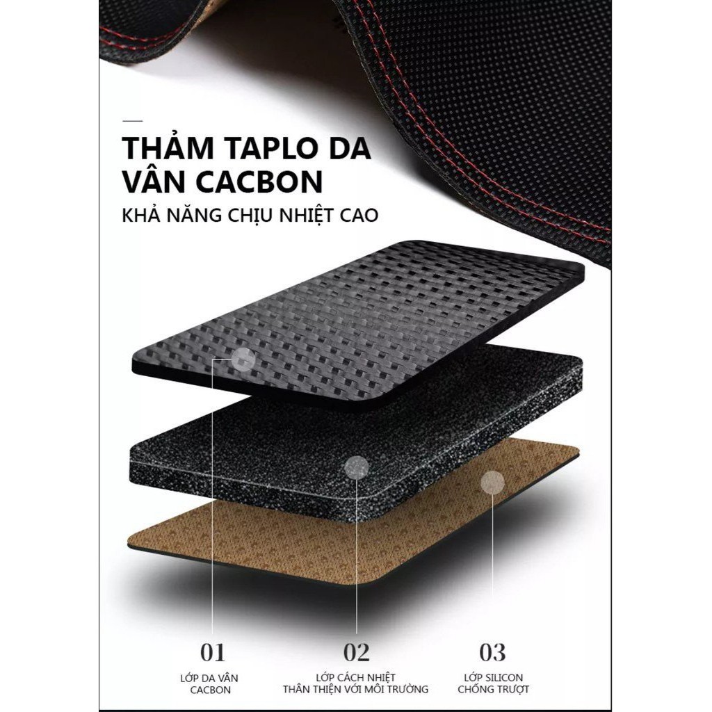 Thảm taplo vinfast lux sa 2.0 da cacbon cao cấp, chống nóng ô tô hiệu quả