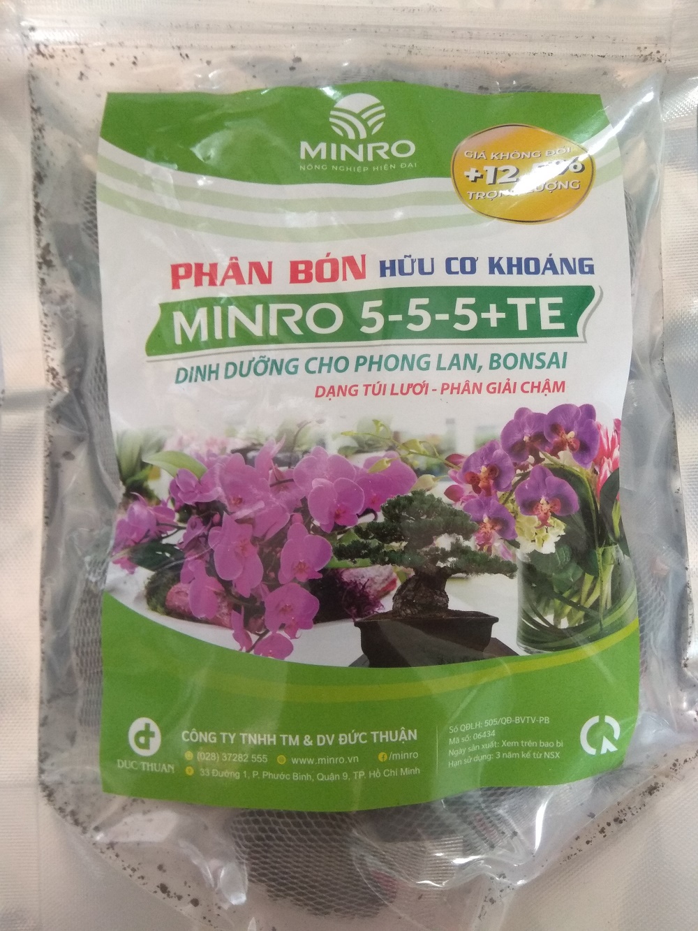 Phân bón hữu cơ khoáng minro 5-5-5+te dinh dưỡng cho hoa lan bonsai - gói 36 túi
