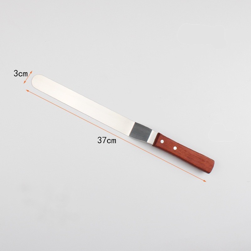 Dao chà láng bánh kem inox cán gỗ 37cm