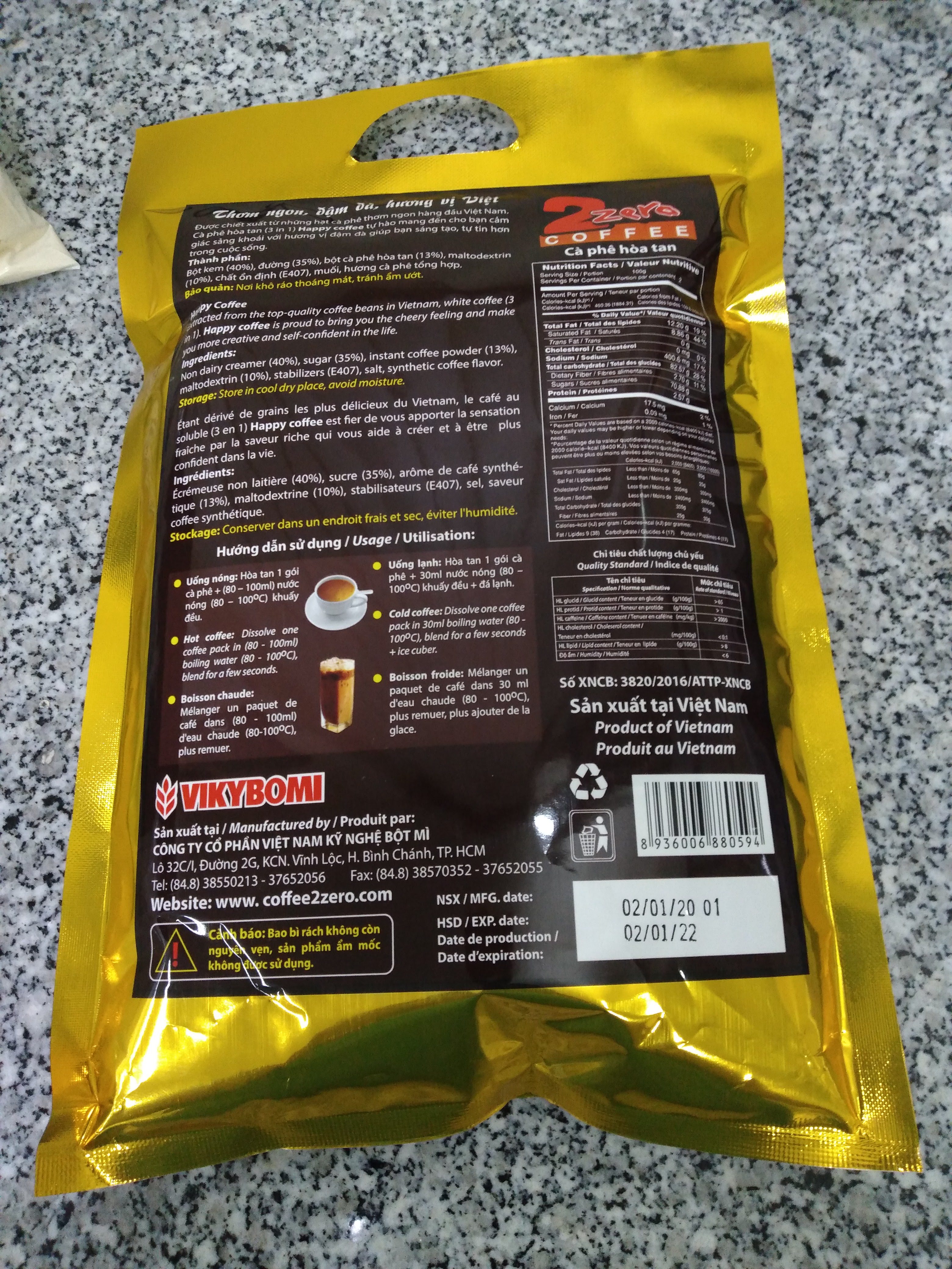 Cà phê sữa Happy Coffee dạng gói