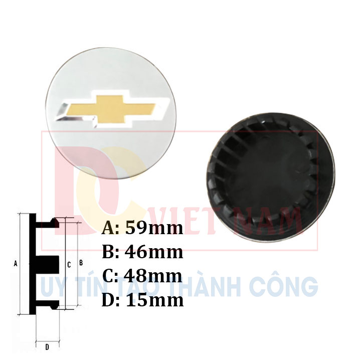 1 chiếc logo chụp mâm, ốp lazang bánh xe ô tô, xe hơi Chevrolet CRZ59-B đường kính 59mm ( Màu bạc)