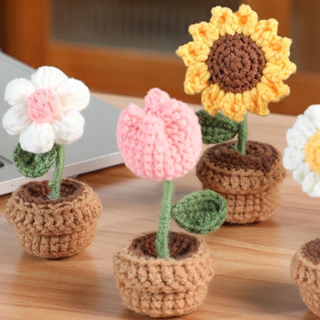 Chậu hoa bằng len hàng thủ công handmade