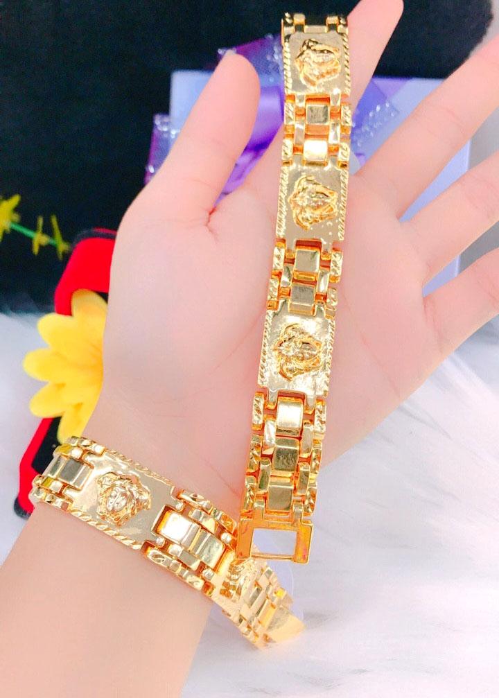 Lắc Tay Nam Mạ Vàng 18K Chạm Medusa  Mẫu 10703.01 - Đi Chơi, Dự Tiệc Rất Ngầu - Bao Đổi Tra Trong Vòng 07 Ngày