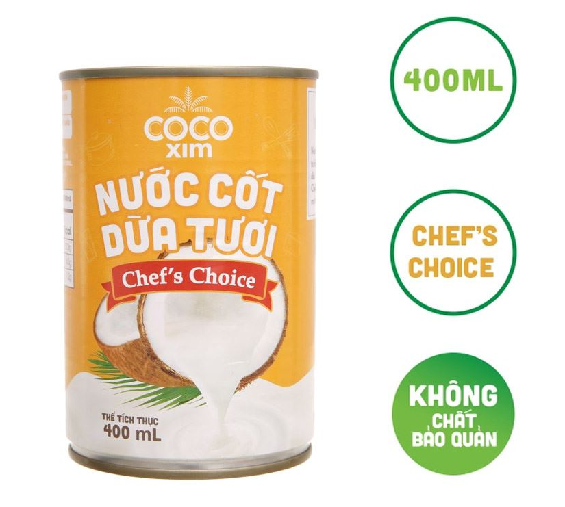 Nước cốt dừa tươi chef's choice Cocoxim lon 400ml