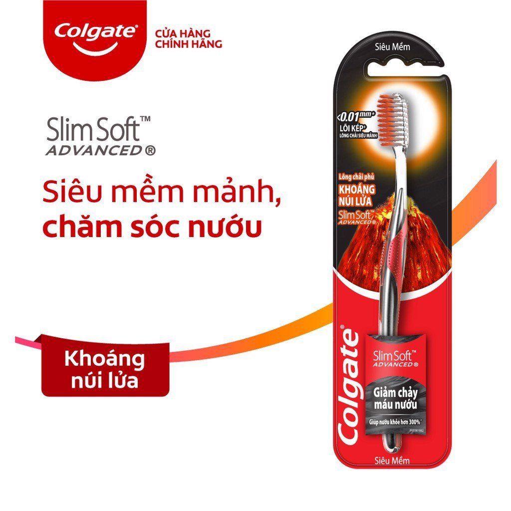Bàn Chải Đánh Răng Colgate Slimsoft Advanced Volcanic Với Lông Chải Phủ Khoáng Núi Lửa