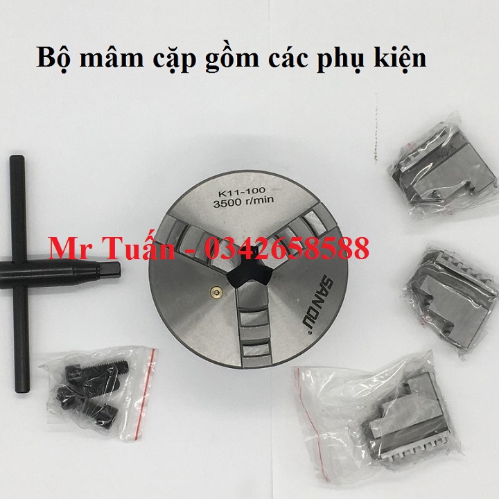 Mâm cặp 3 chấu 100mm model K11-100 Sanou