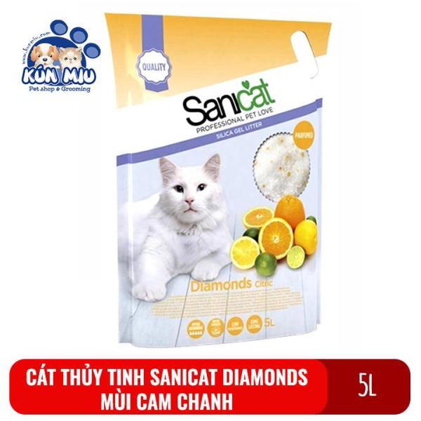 Cát vệ sinh thủy tinh cho mèo SaniCat Diamonds Citric 5L hương cam chanh