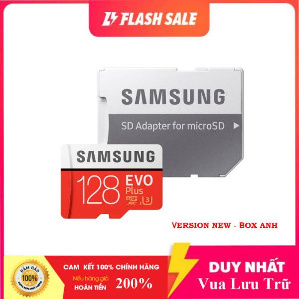 [Flash Sales] Thẻ nhớ MicroSDXC Samsung Evo Plus 128GB U3 4K R100MB/s W60MB/s - box Anh New 2020 (Đỏ) + Kèm Adapter
