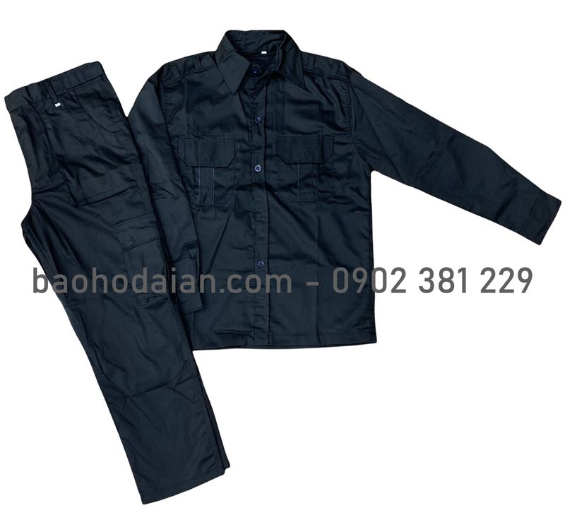 Bộ quần áo bảo vệ, quần áo vệ sĩ dài tay màu đen