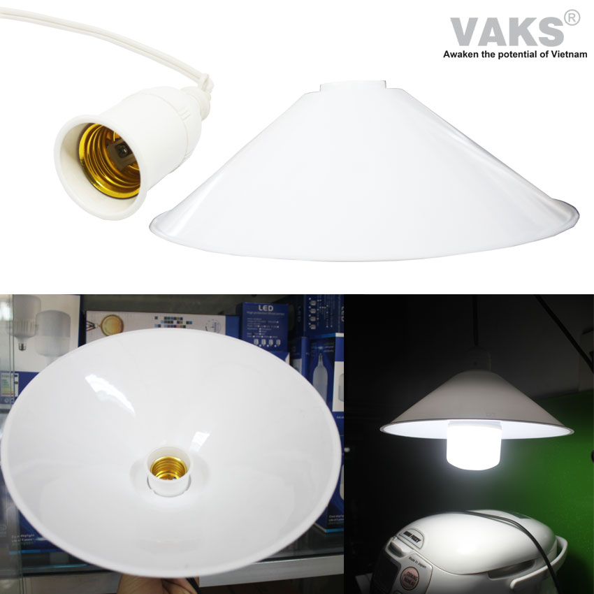 [HCM]Bộ combo bao gồm đuôi đèn kín nước 2418 và chụp đèn 119 - dụng cho bóng đèn đuôi vặn e27 - sx tại Việt Nam.