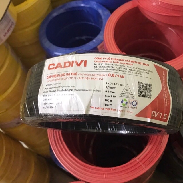 [HCM]DÂY CÁP ĐIỆN ĐƠN CADIVI CV 1.5(100m)
