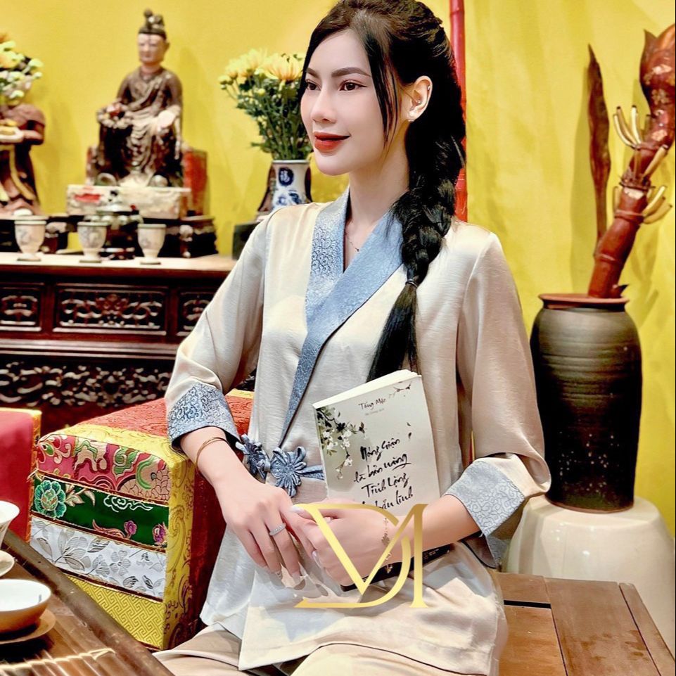 Bộ Quần Áo Đi Chùa Lụa 2 Da Vạt Hò CC