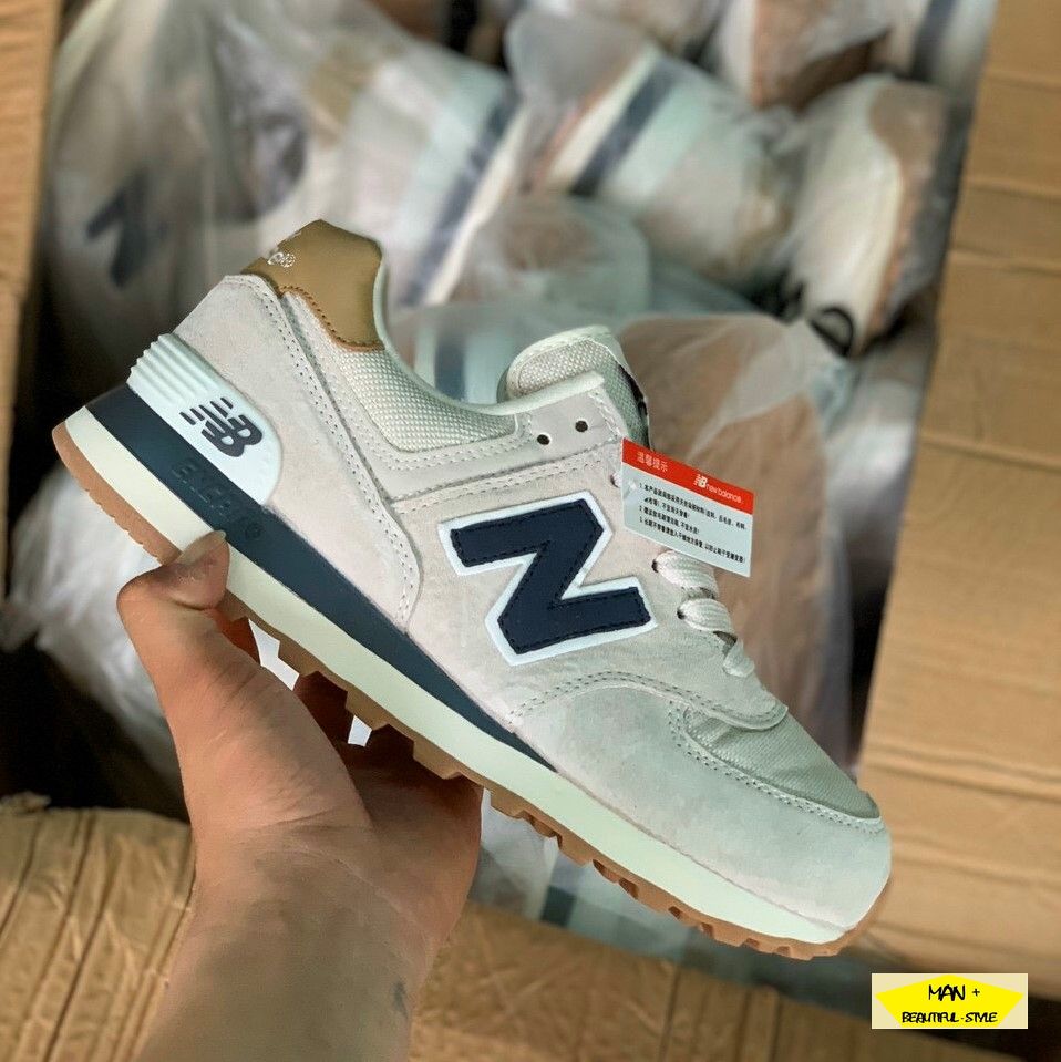 Giày thể thao New Balance 574 viền xanh đậm siêu đẹp, cá tính, hot hit dành cho nam và nữ