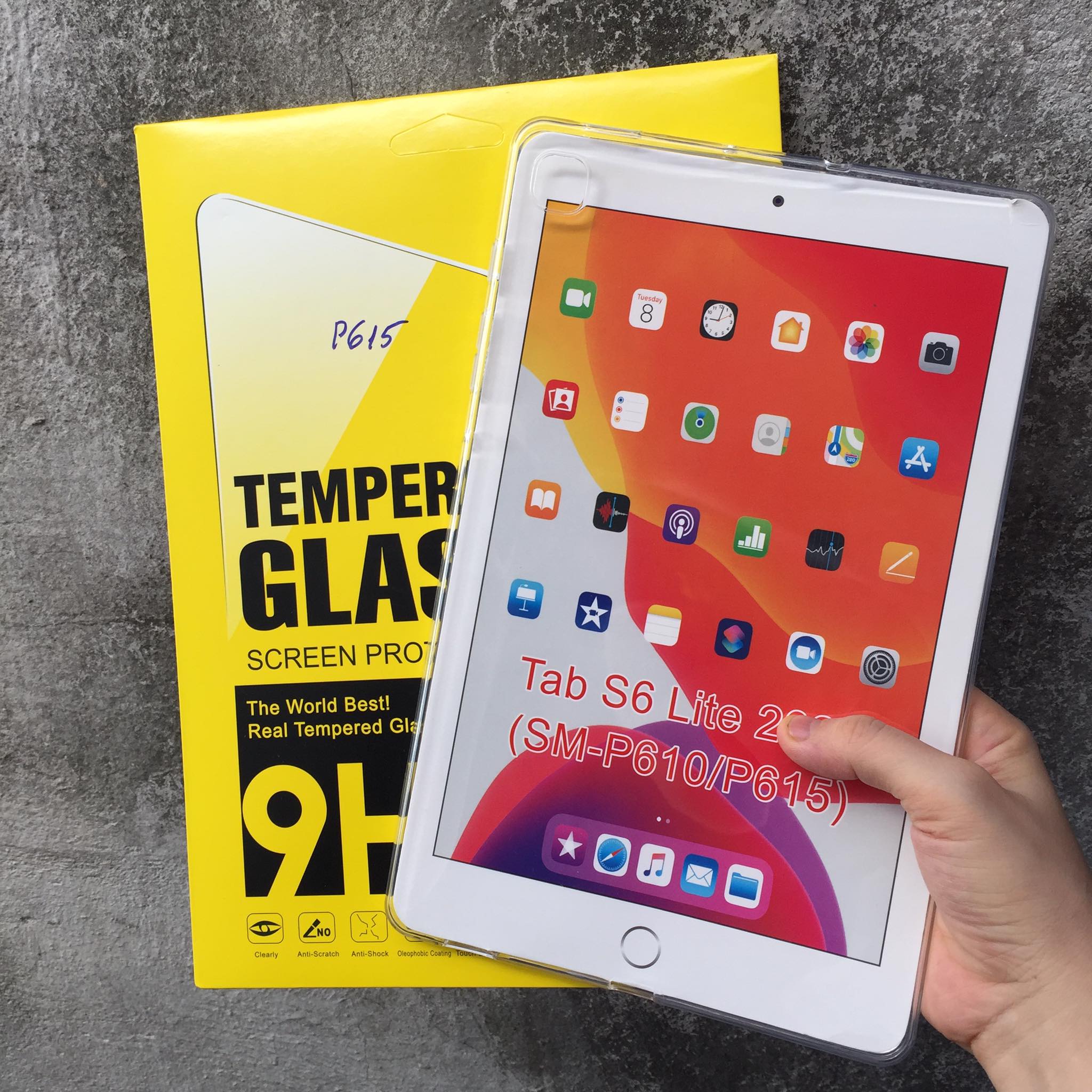 Bộ ốp lưng silicon+ kính cường lực Samsung Tab S6 Lite P610/P615