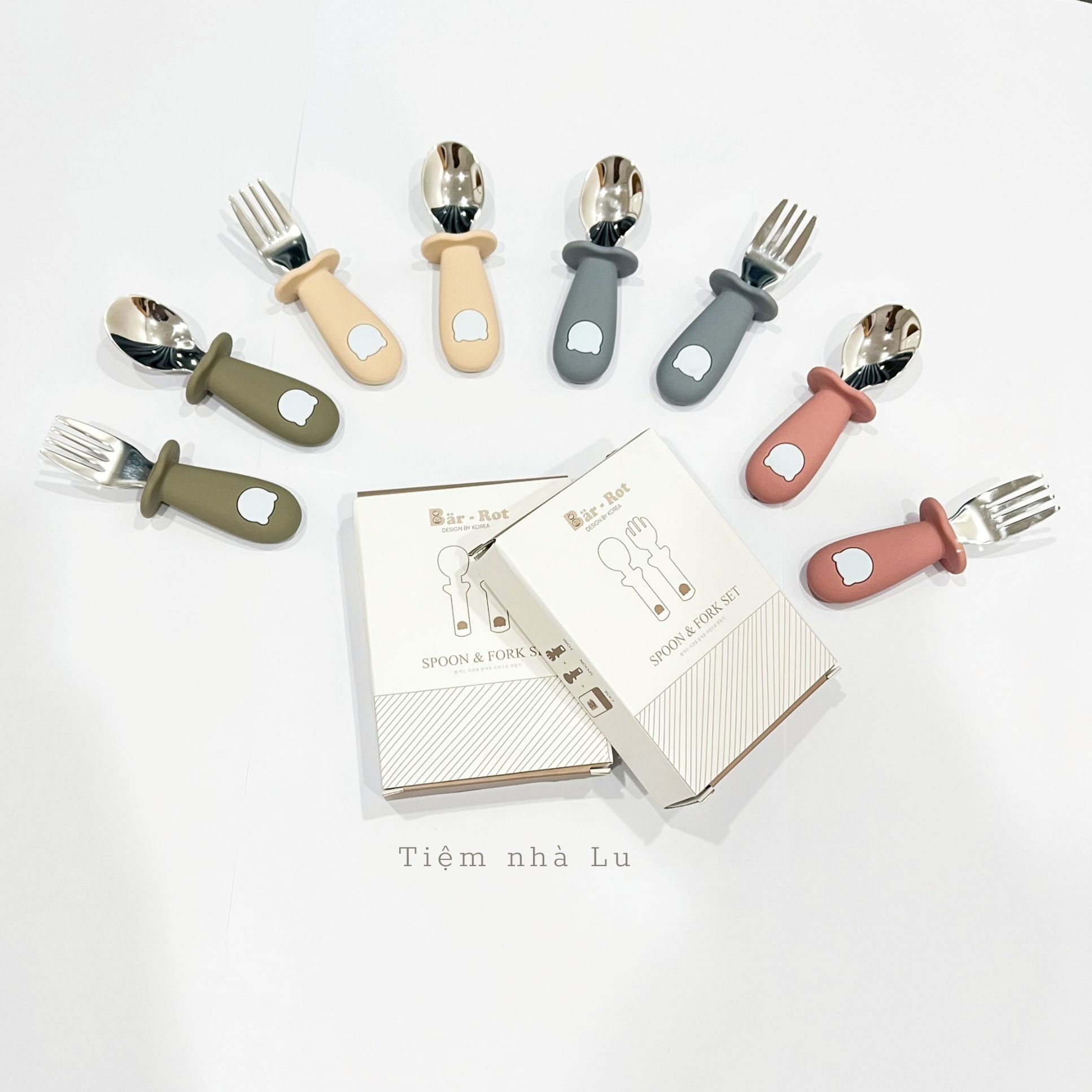 Set Thìa Nĩa Bar Rot Tập Ăn Dặm Cho Bé