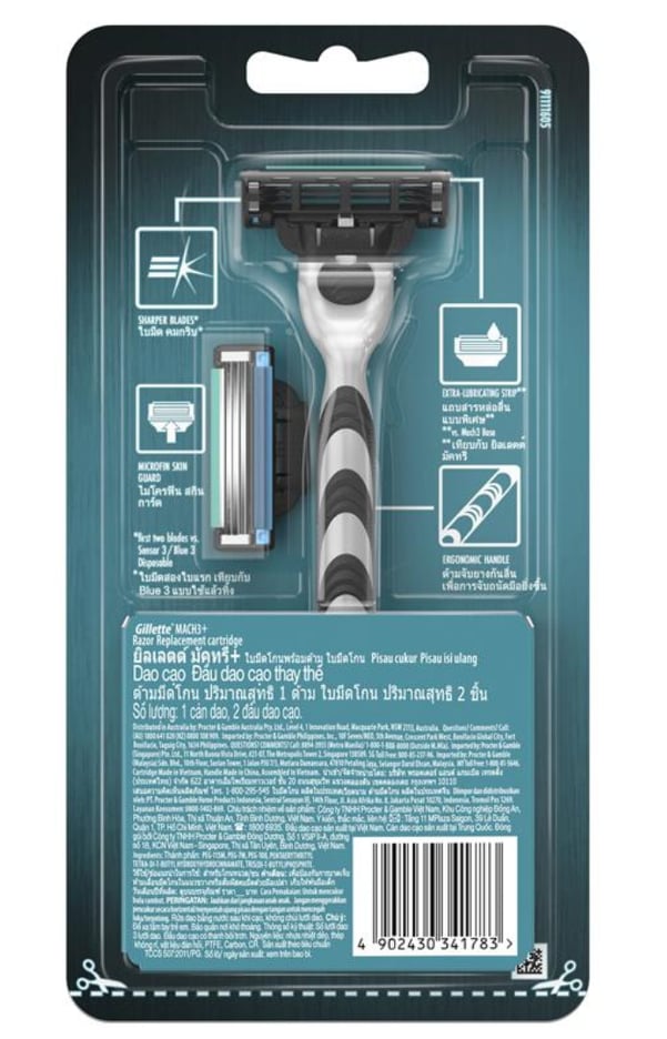 Dao cạo râu 3 lưỡi Gillette Mach3+ (1 tay cầm và 2 đầu cạo)
